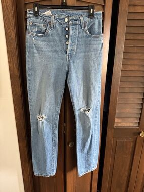 Levi's Light Blue Straight-Leg Button-Fly Jeans